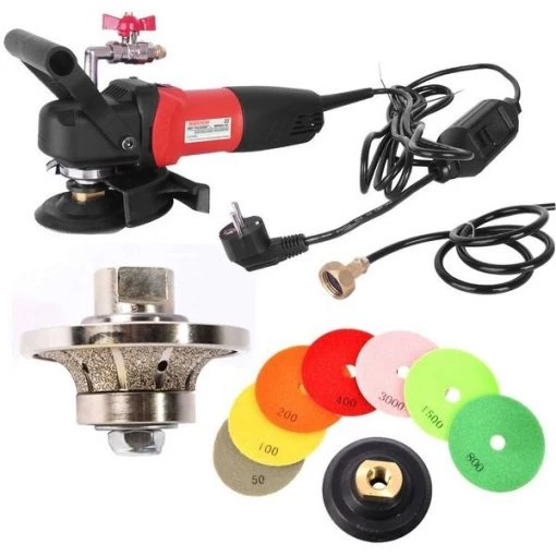 3/4" Radius Diamond Profile Wheel, WP800-220 4" Var Spd Polisher & 8pc 4" Diamond Polishing Pad Set
