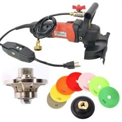 Hardin 3/4" Radius Diamond Profile Wheel, WP800 4" Var Speed Polisher & 8 pc 4" Diamond Polishing Pad Set