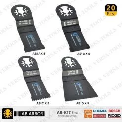 20 PC Oscillating Multi Function Tool Saw Blades Set (AB1A, 1B, 1C, 1D) 5 ea