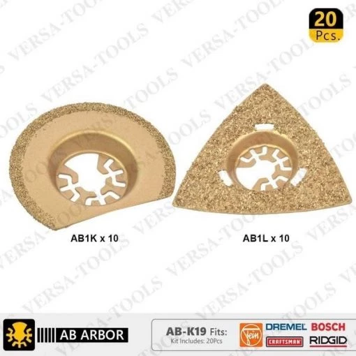 20 PC Semi- Circular, Triangular Carbide RASP, 8mm Offset Mount Sanding / Grinding Set