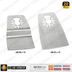 Versa Tool AB-K23 20 PC 52mm Flush Cut (8mm Offset Mount), Flat Cut Stainless Steel Scraper Kit