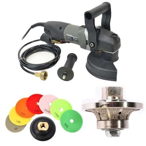 VSP5 5" Var Speed Polisher, 1/2" Radius Diamond Profile Wheel & 8 pc 5" Diamond Polishing Pad Set