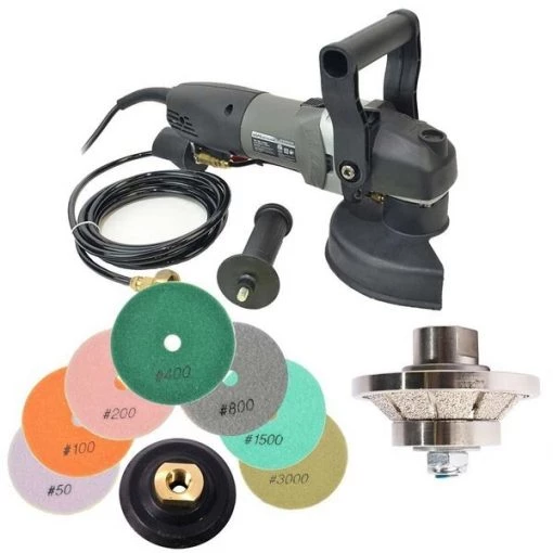 VSP5 5" Var Speed Polisher, 45Â° 3/8" Diamond Profile Wheel & 8 pc 5" Diamond Polishing Pad Set