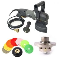 Hardin VSP5 5" Var Speed Polisher, 45Â° 3/8" Diamond Profile Wheel & 8 pc 5" Diamond Polishing Pad Set