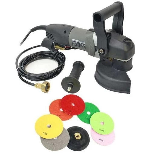 5" Var Spd Polisher, 4" Backer Pad & 7pc 4" 3mm Wet Dmnd Pad St (50, 100, 200 400, 800, 1500 & 3000)
