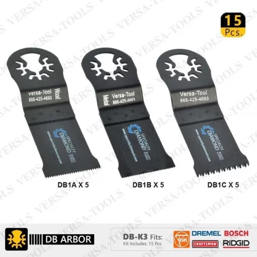 Versa Tool 15PC Pro Oscillating Multi Tool Saw Blade Set for Milwaukee M12 (DB5A5B5C) 1 15PC Pro Oscillating Multi Tool Saw Blade Set for Milwaukee M12 (DB5A5B5C)