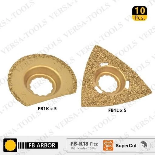 FB-K18 10 PC 63mm Semi- Circular, 80mm Triangular Carbide RASP, 8mm Offset Mount Set