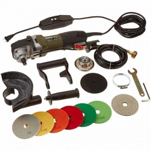 VSP5 5" Var Speed Polisher, 3/8" Radius Diamond Profile Wheel & 8 pc 4" Diamond Polishing Pad Set