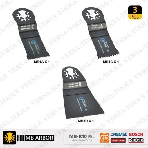 3 PC Universal Oscillating Saw Blade Set (MB1A1C1D)