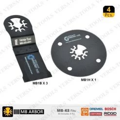 4 PC Bi-Metal Universal Oscillating Saw Blade Set (MB3B1H)
