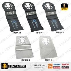 Versa Tool 5pcs Universal Oscillating Saw Blade Set (MB1A1B1C1M1N) 2 5pcs Universal Oscillating Saw Blade Set (MB1A1B1C1M1N)