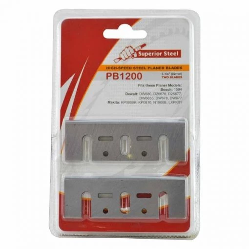 3-1/4" (82mm) Resharpenable High-Speed Steel Planer Blades, PK 2