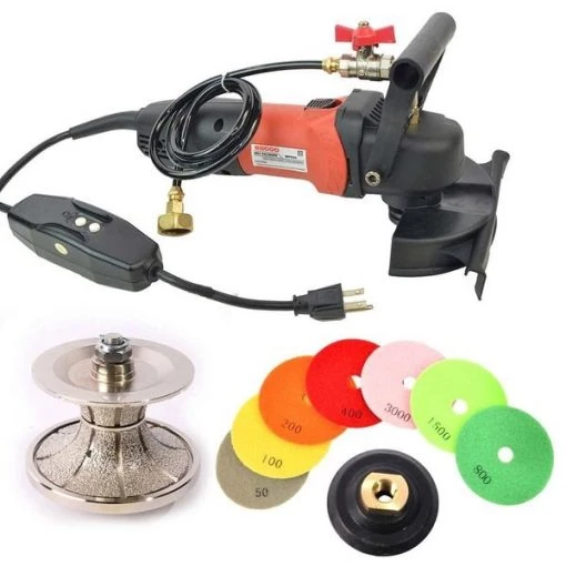 4" Var Speed Polisher, 2" Full Bullnose Diamond Profile Wheel & 8 pc 4" Diamond Polishing Pad Set