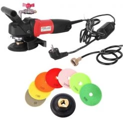 Hardin 4 Inch 220V Variable Speed Wet Polisher and Grinder and 8 pc 5 Inch Diamond Polishing Pad Set