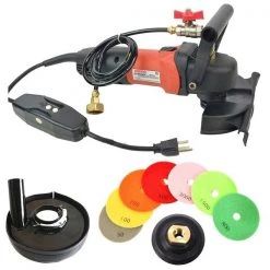 Hardin WP800 4 Inch Var Speed Polisher, Dust Shroud and 8 pc 4 Inch Diamond Polishing Pad Set