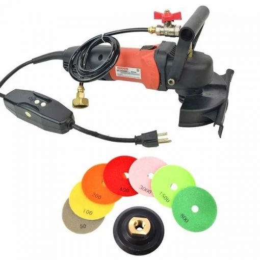 4 Inch Var Speed Polisher and 8 pc 4 Inch Diamond Polishing Pad Set