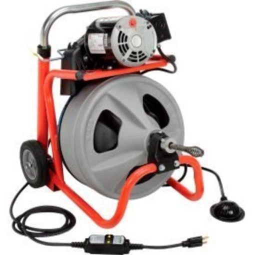 RIDGID® K-400 Drum Machine W/Bulb Auger & Gloves, 115V, 6.7AMPS, 1/3HP, 75L x 3/8"W Cable