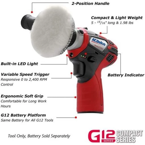 G12 K6 2-Tool Combo 3" Polisher+ 3/8"Drill Driver, 2-battery