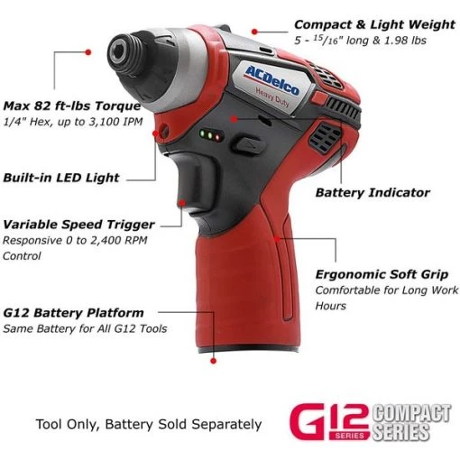 G12 K5 Combo 3/8" Drill Driver+ 1/4"Impact Driver, 2-battery