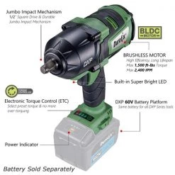 DXP 60V 1/2" BLDC Jumbo Impact Wrench 3-Stage, Tool Only