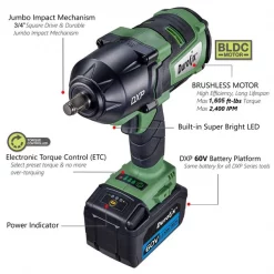60V Cordless 3/4" Brushless Jumbo Impact Wrench Kit with 1 Battery