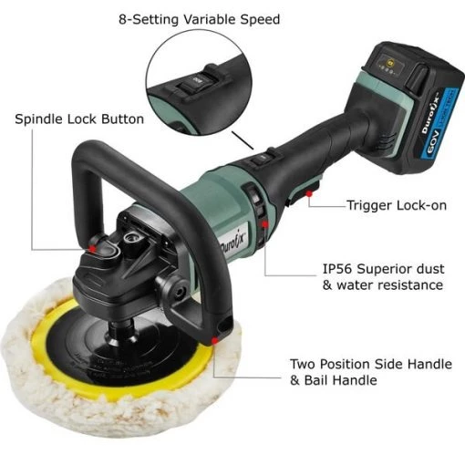 60V Cordless 7" Brushless 8 Speed Polisher Kit with 1 Battery