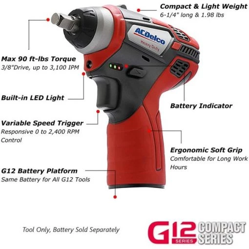 G12 3/8" Cordless Impact Wrench 90ft-lbs (Tool Only)
