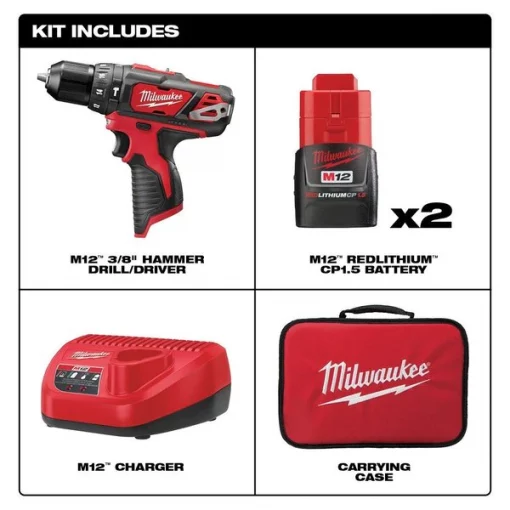 M12 3/8” Hammer Drill/Driver Kit