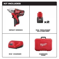 M12 3/8” Impact Wrench Kit