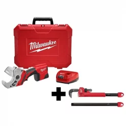 Milwaukee M12™ Plastic Pipe Shear Kit with CHEATER Adaptable Pipe Wrench