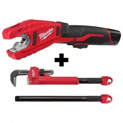 Milwaukee M12™ Crdlss Lith-Ion Copper Tube Cttr Kit w CHEATER Adptbl Pipe Wrnch