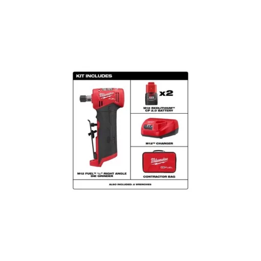 M12 FUEL™ Cordless 1/4" Right Angle Die Grinder Kit