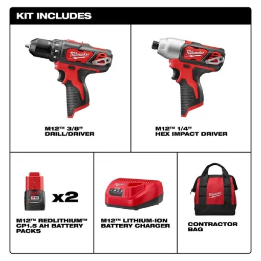 Cordless Combination Kit, 2 Tools, 12V DC