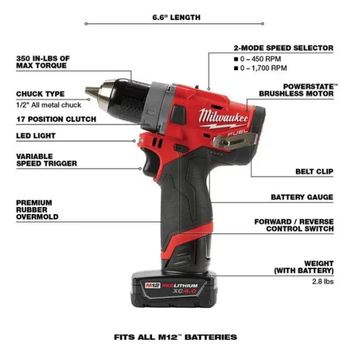 M12 FUEL 1/2" Drill Driver Kit