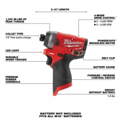 Milwaukee M12 FUEL 1/4" Hex Impact Driver (Tool Only) 3 M12 FUEL 1/4" Hex Impact Driver (Tool Only)