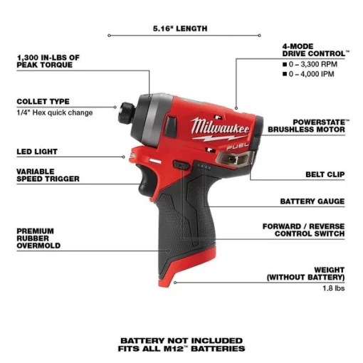 M12 FUEL 1/4" Hex Impact Driver (Tool Only)