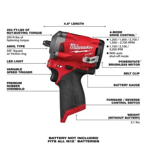 M12 FUEL 3/8" Stubby Impact Wrench