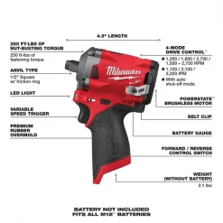 Impact Wrench, Cordless, 12V DC, 2700 RPM