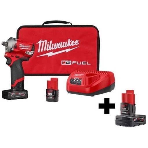 Milwaukee M12 FUEL™ Stubby 1/2" Impact Wrench Kit w/ M12™ REDLITHIUM™ XC6.0 Bat. 1 M12 FUEL™ Stubby 1/2" Impact Wrench Kit w/ M12™ REDLITHIUM™ XC6.0 Bat.