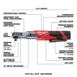 M12(TM) 12V 1/2" Cordless Ratchet Kit