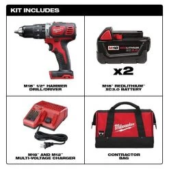 Milwaukee M18 1/2" Compact Hammer Drill/Driver Kit 10 M18 1/2" Compact Hammer Drill/Driver Kit