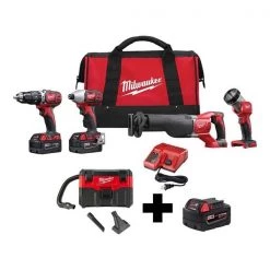 Milwaukee Cordless Combo Kit, w/Vacuum and Battery