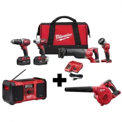 Milwaukee Cordless Combo Kit, Radio, Blower