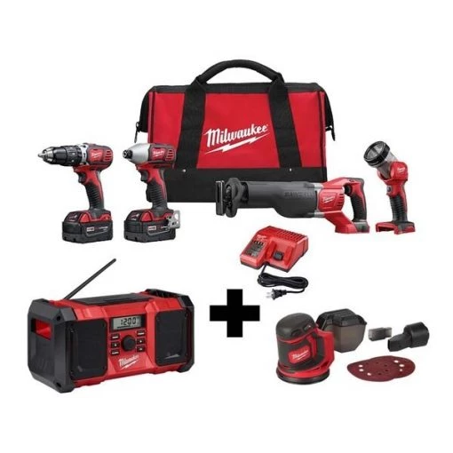 Cordless Combo Kit, Radio, Orbit Sander