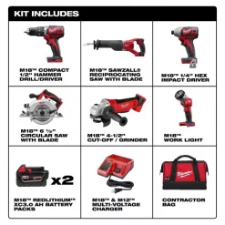 Cordless Combo Kit, 18.0 V, 6 Tools, 3 Batt