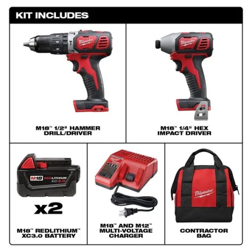 Cordless Combination Kit, 2 Tools, 18V DC