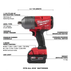 Milwaukee M18™ 18.0 1/2" Cordless Impact Wrench Kit 4 M18™ 18.0 1/2" Cordless Impact Wrench Kit