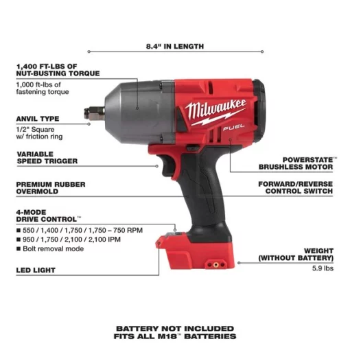M18 FUEL High Torque ½” Impact Wrench w/Friction Ring