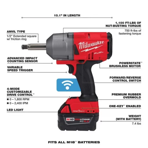 M18 FUEL 1/2"Ext Anvil Impact Wrench Kit