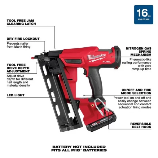 Nail Gun Kit, Cordless, For 16 ga Nail